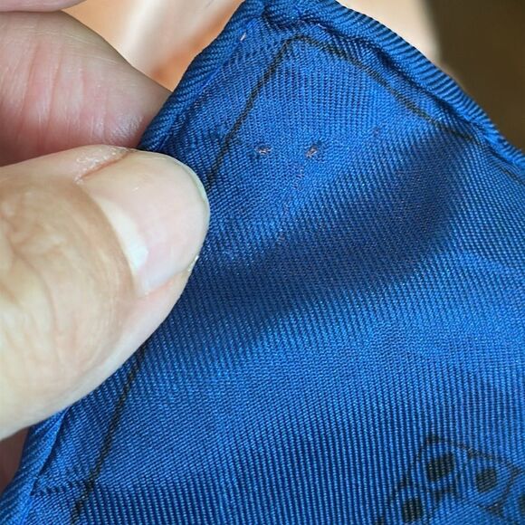 Vintage Blue & Black Paisley Square Polyester Scarf - Picture 8 of 8